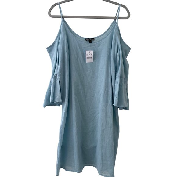 J.Crew Mercantile Light Blue Cold Shoulder Cotton Dress With Bell Sleeves - Picture 11 of 12
